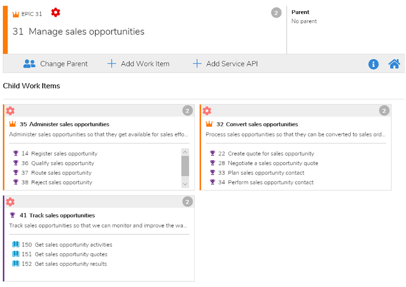 Tool view of work items